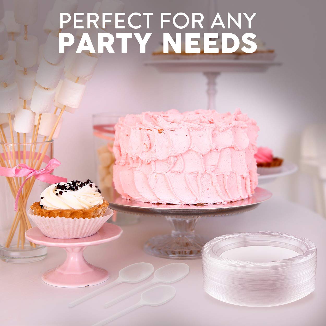 180-Pack 6 Inch Disposable Clear Plastic Dessert Plates - Microwave Safe Small Party Plates for Catering, BBQ, Picnic, Travel & Outdoor Events - Bulk Pack of Durable Plastic Plates for Easy Cleanup