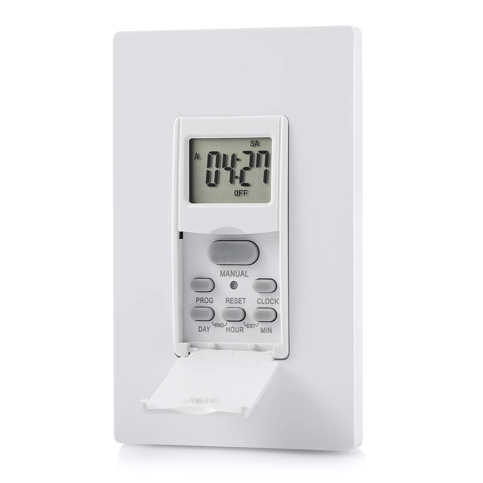 DEWENWILS 7-Day Programmable In-Wall Digital Timer Switch for Lights, Fans & Motors - 7 ON/OFF Settings with DST & RDM Mode, Neutral Wire Required (ETL Listed) - Perfect for Home Automation, Energy Savings & Smart Lighting Control