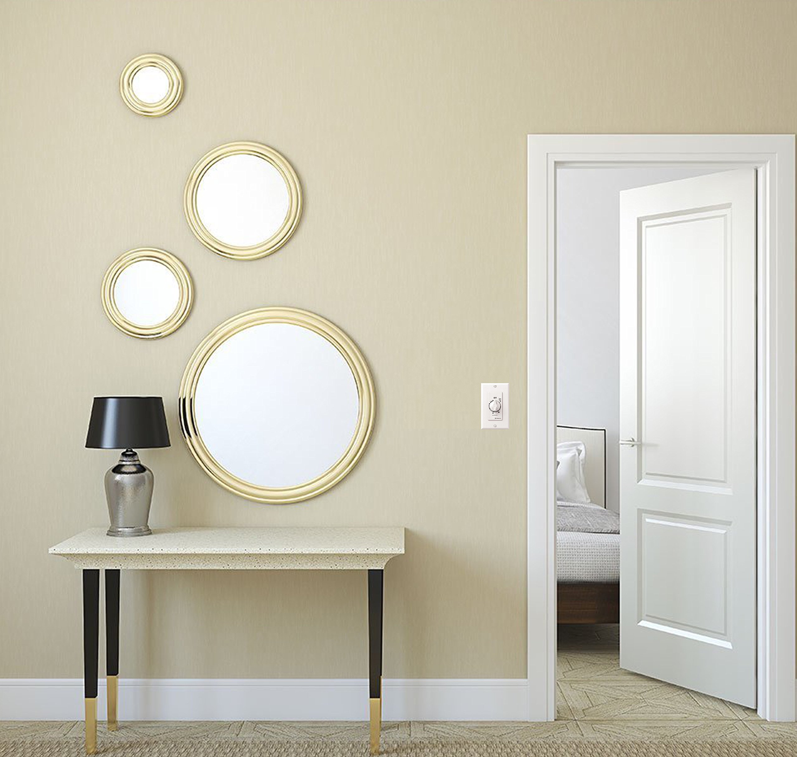 Intermatic FD60MHW 60-Minute Spring-Loaded Mechanical Wall Timer, White - Perfect for Home, Office, and Outdoor Lighting Control