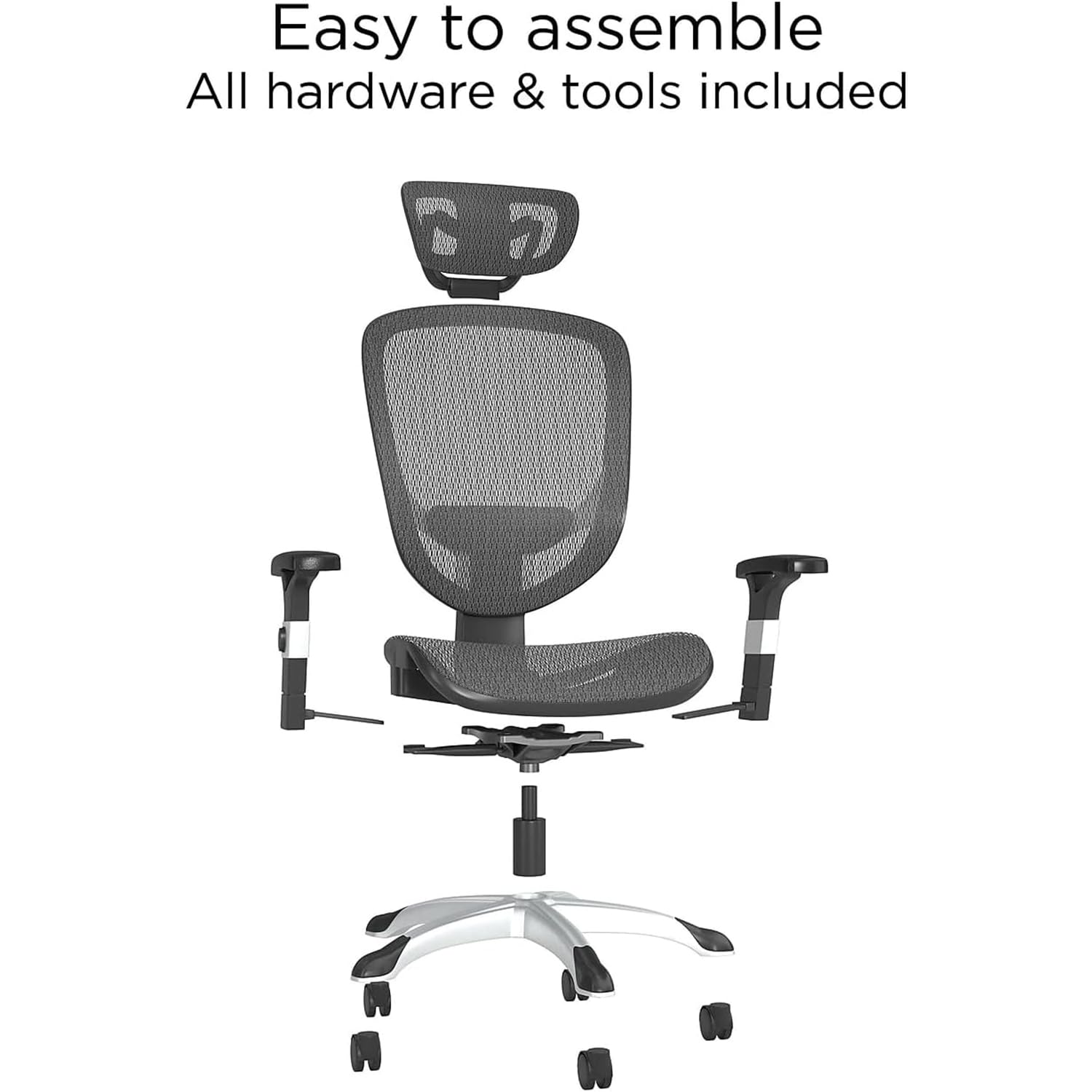 Staples Hyken Ergonomic Swivel Task Chair - Adjustable Office Chair with Breathable Mesh Back & Lumbar Support - Black - Ideal for Home Office, Gaming & Workspace Comfort