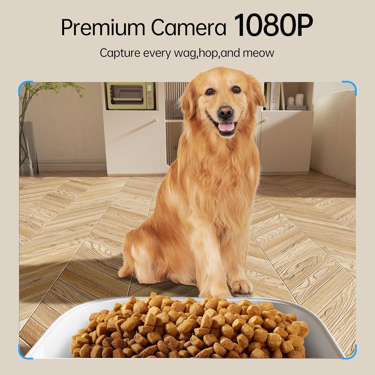 DOGNESS Automatic 11L Smart Dog Feeder with HD Night Vision Camera - APP Controlled Pet Food Dispenser for Dogs & Cats - 2.4G WiFi, 5000mAh Battery & Plug-in Power - Perfect for Travel, Workdays & Multi-Pet Homes (White)