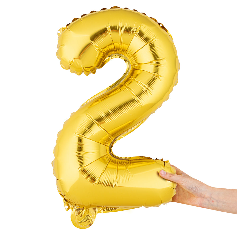 Balloonify Gold Mylar Number 2 Balloon - 16 Inch - 1 Count Box - Perfect for Birthday Parties, Anniversaries & Baby Showers