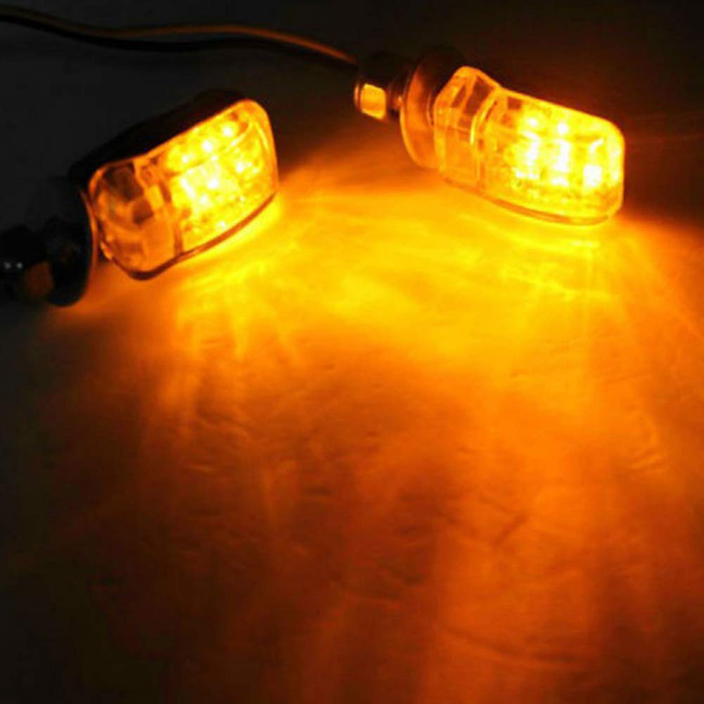6 LED Amber Motorcycle Turn Signal Lights - Universal Blinker Indicators for Most Bikes - 2 Pack - Running & Brake Light - Perfect for Cruisers, Sport Bikes & Off-Road Motorcycles