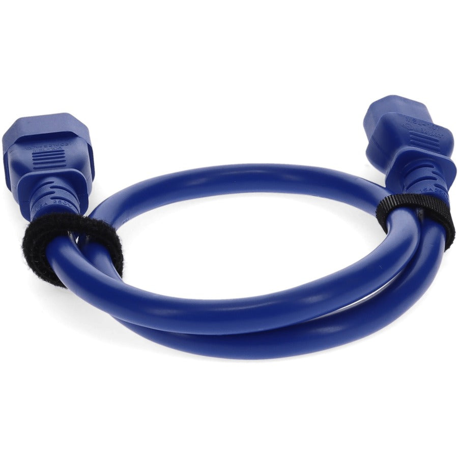 2ft C13 Female to C14 Male 18AWG Power Cord - 100-250V 10A Blue Computer Cable for Servers, PCs, and IT Equipment - Reliable Power Supply for Data Centers and Office Use
