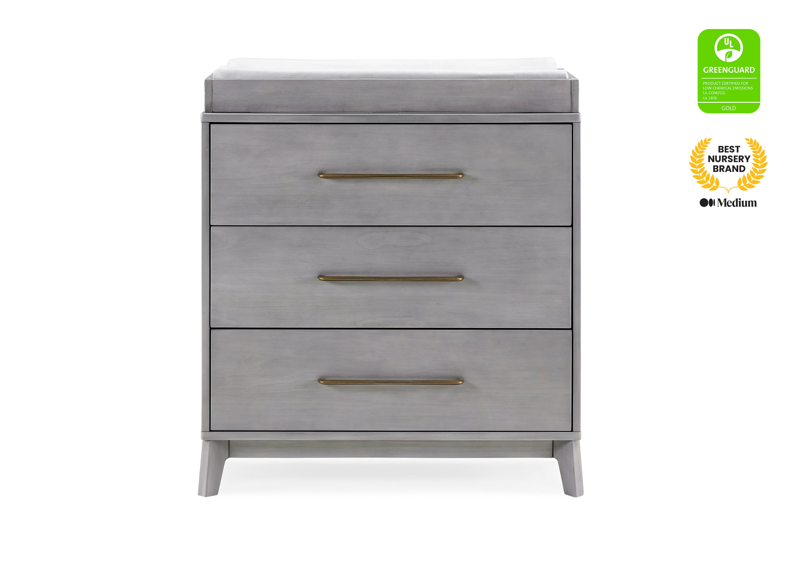 Spencer 3 Drawer Baby Dresser with Changing Table Top & Safety Interlocking Drawers - Perfect for Nursery Organization & Diaper Changing Station