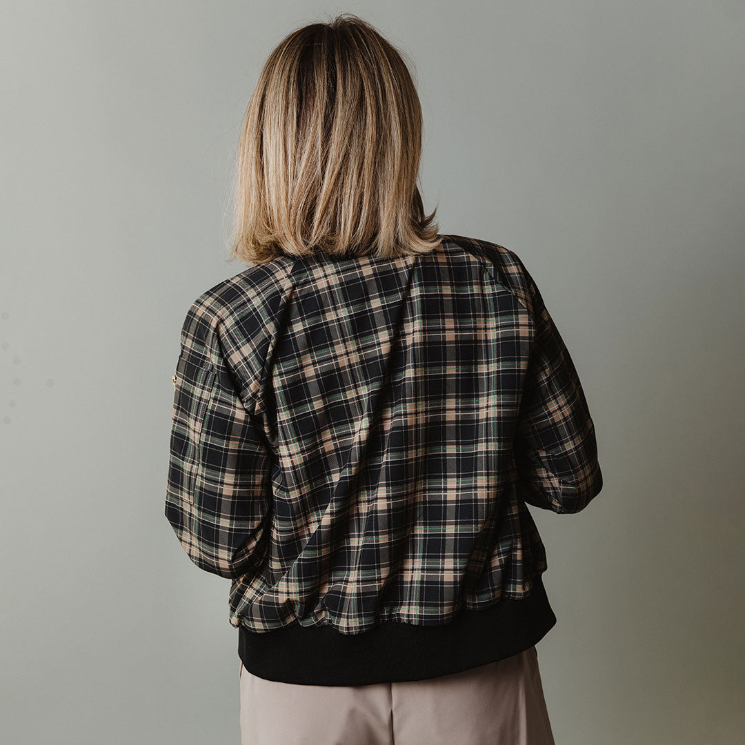 Stylish Bonnie Plaid Bomber Jacket for Women - Trendy Fall & Winter Outerwear - Perfect for Casual Outings, Streetwear Fashion, and Layering in Cool Weather