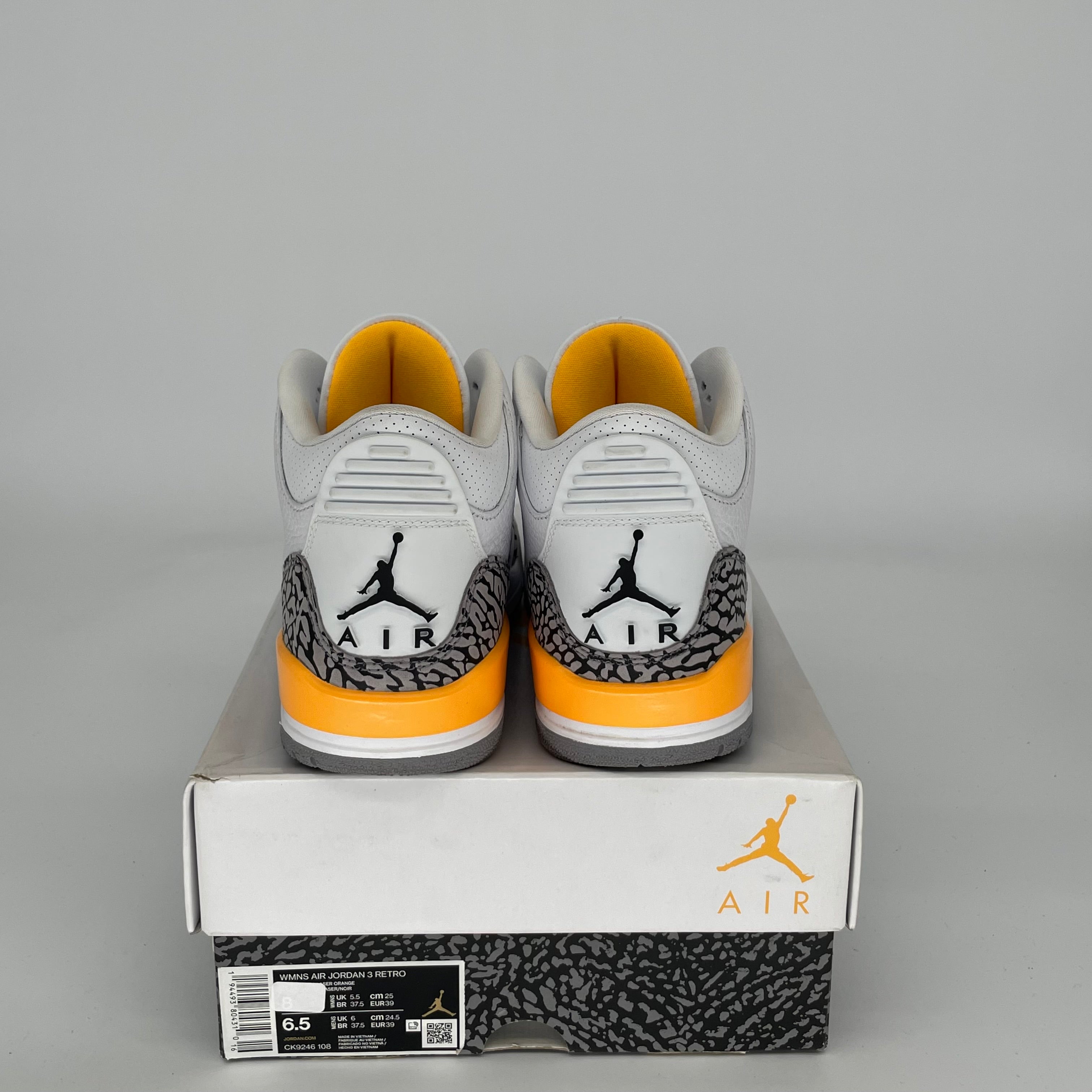 AIR JORDAN 3 LASER ORANGE Women's Sneakers - Size 6.5/8W (CK9246-108) - Perfect for Running, Gym Workouts & Streetwear Fashion