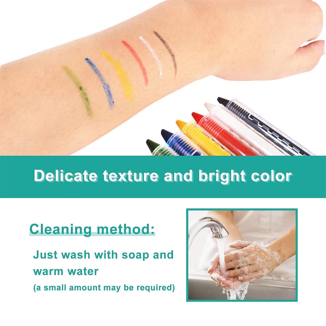 WKRTDY Face & Body Paint Set - 6 Vibrant Makeup Pencils for Halloween, Cosplay, Birthday Parties & Carnival Events - Safe Non-Toxic Formula for Kids & Adults - Perfect for Costume Parties, Festivals & Creative Face Painting