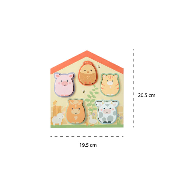 Farmyard Barn Shape Puzzle for Toddlers - Wooden Animal Jigsaw Learning Toy for Kids Ages 2-4 - Educational Montessori Farm Animal Matching Game for Preschool Classroom & Home Play