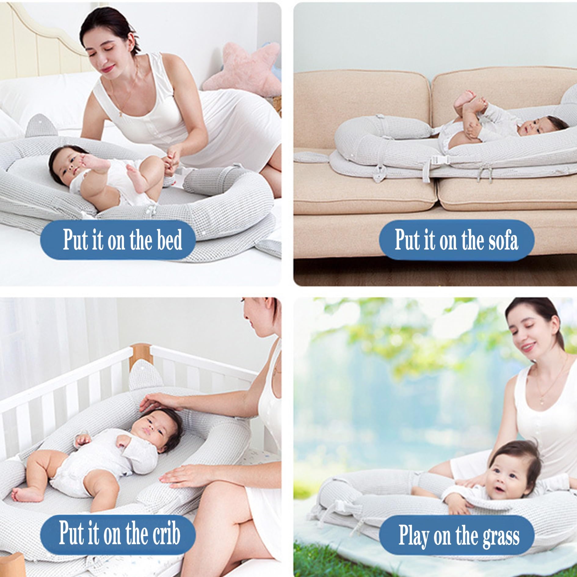 Breathable & Portable Baby Recliner - Foldable Newborn Bed for Infants 0-24 Months | Essential Baby Snuggle (Gray) | Perfect for Nursery, Travel & Co-Sleeping