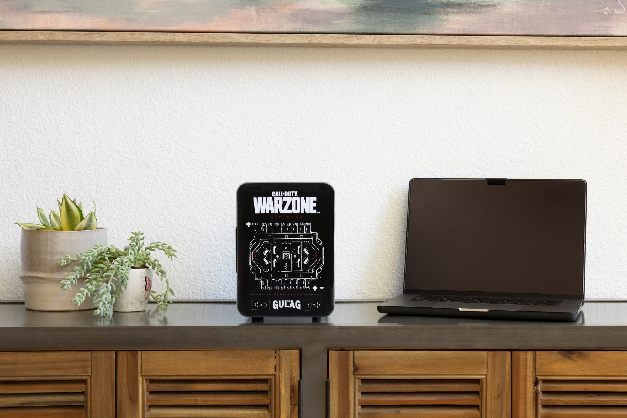Call of Duty Mini Fridge - 6 Can Portable Cooler for Drinks, Snacks & Skincare - Warzone Black Gaming Accessory - Perfect for Bedroom, Office & Dorm Room - Great Christmas Gift for Gamers