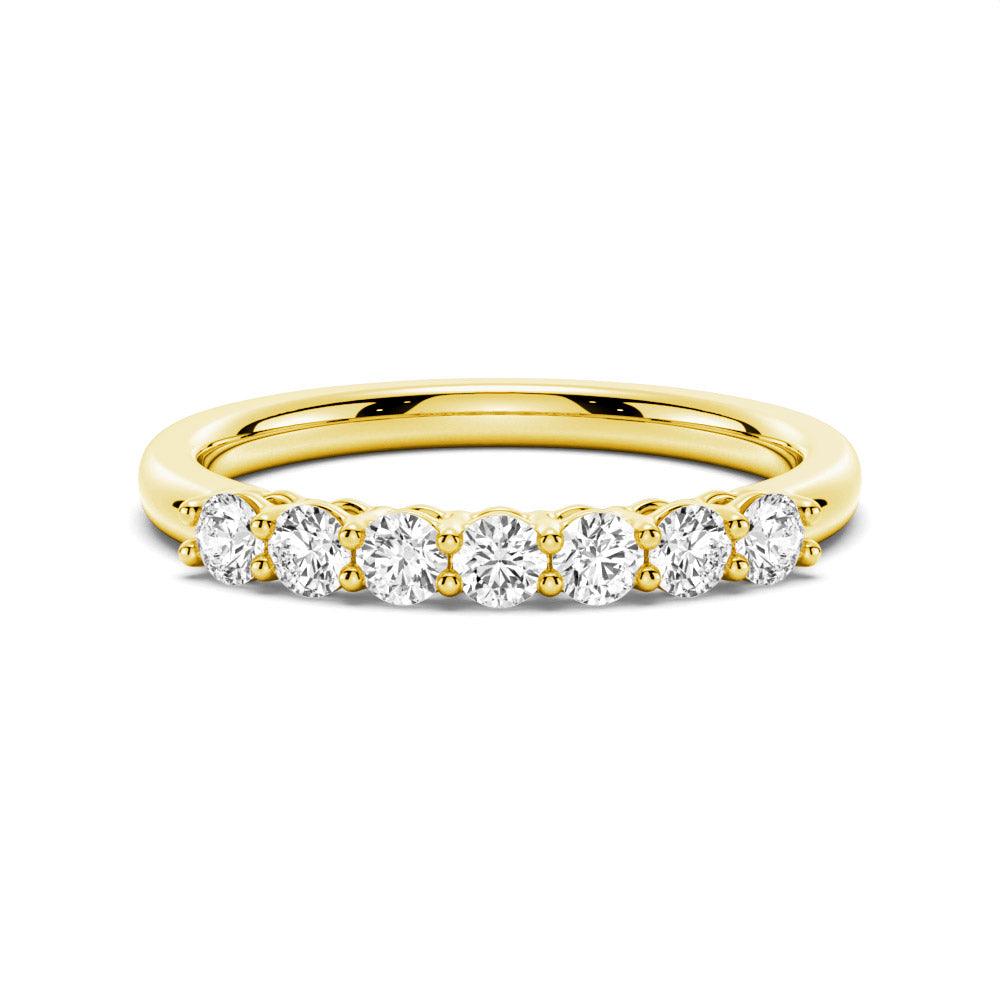 2.5mm 7 Stone French Pave Moissanite Wedding Band for Women - Durable & Sparkling Engagement Ring, Anniversary Gift, Bridal Jewelry - Perfect for Weddings, Proposals & Special Occasions