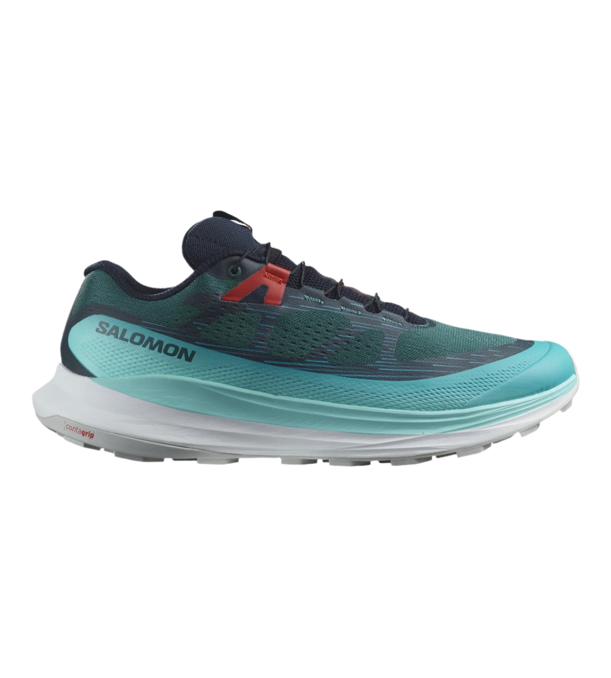 Salomon Ultra Glide 2 Trail Running Shoes for Men - Atlantic Deep/Blue Radiance/Fiery Red - Size 13 D Medium - Lightweight & Cushioned for Hiking, Backpacking & Outdoor Adventures