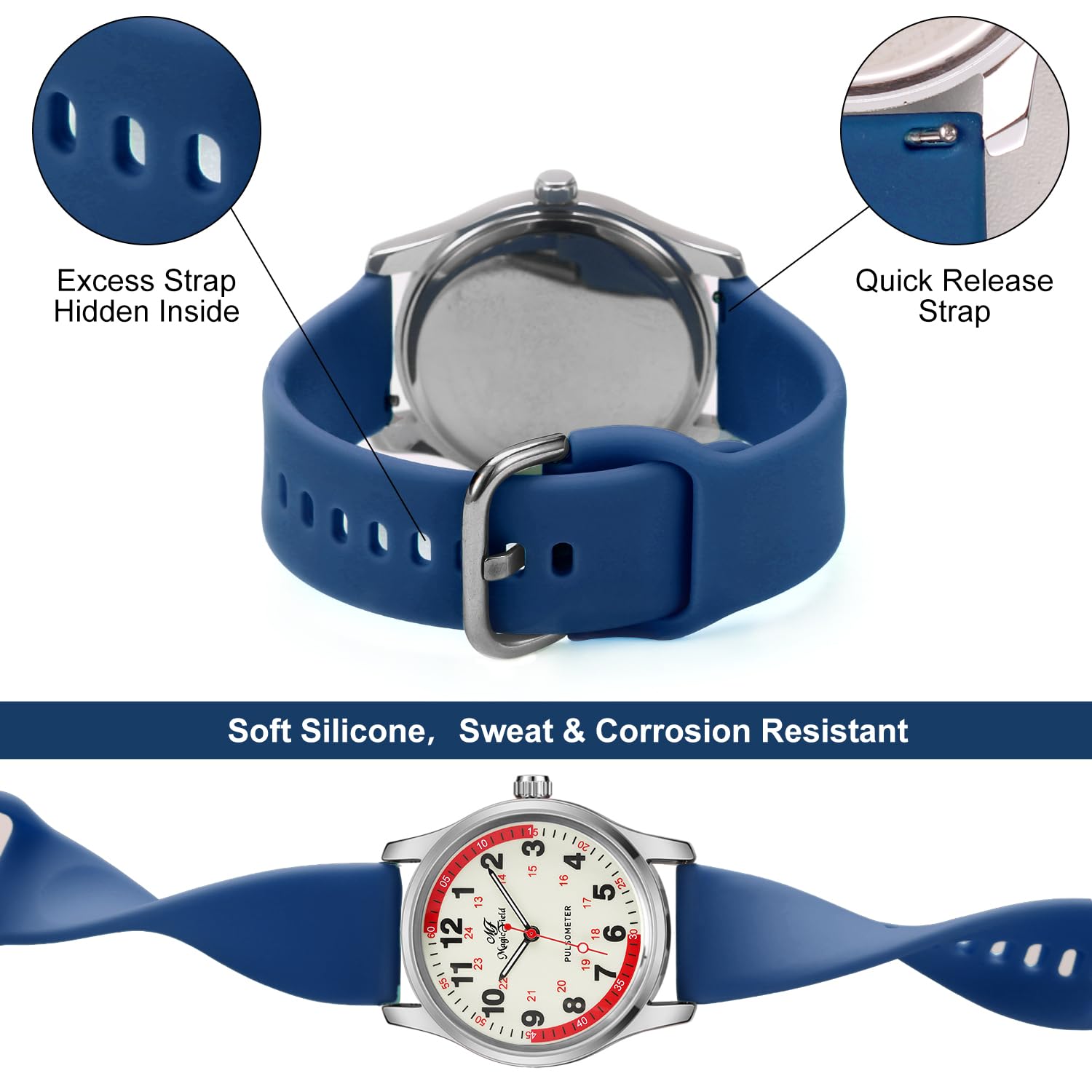 SIBOSUN Nurse Watch - Easy to Read Analog Quartz Wristwatch with Luminous Hands, Waterproof & Quick Release Silicone Strap for Medical Professionals, Students, Doctors | Perfect for Hospital Shifts, Clinical Rotations & Night Duty