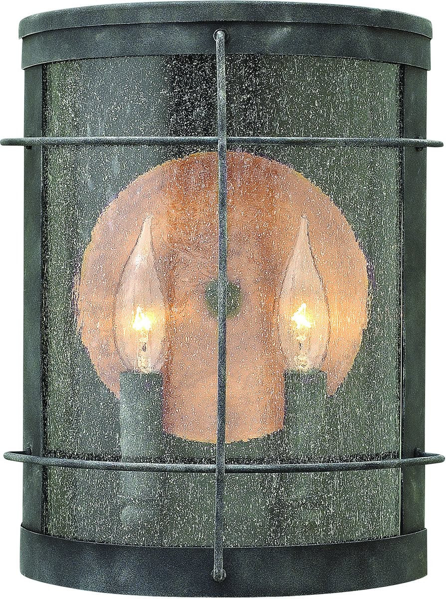 12H Newport 2-Light Outdoor Wall Sconce - Aged Zinc Finish - Weatherproof Exterior Lighting for Porch, Patio & Garden