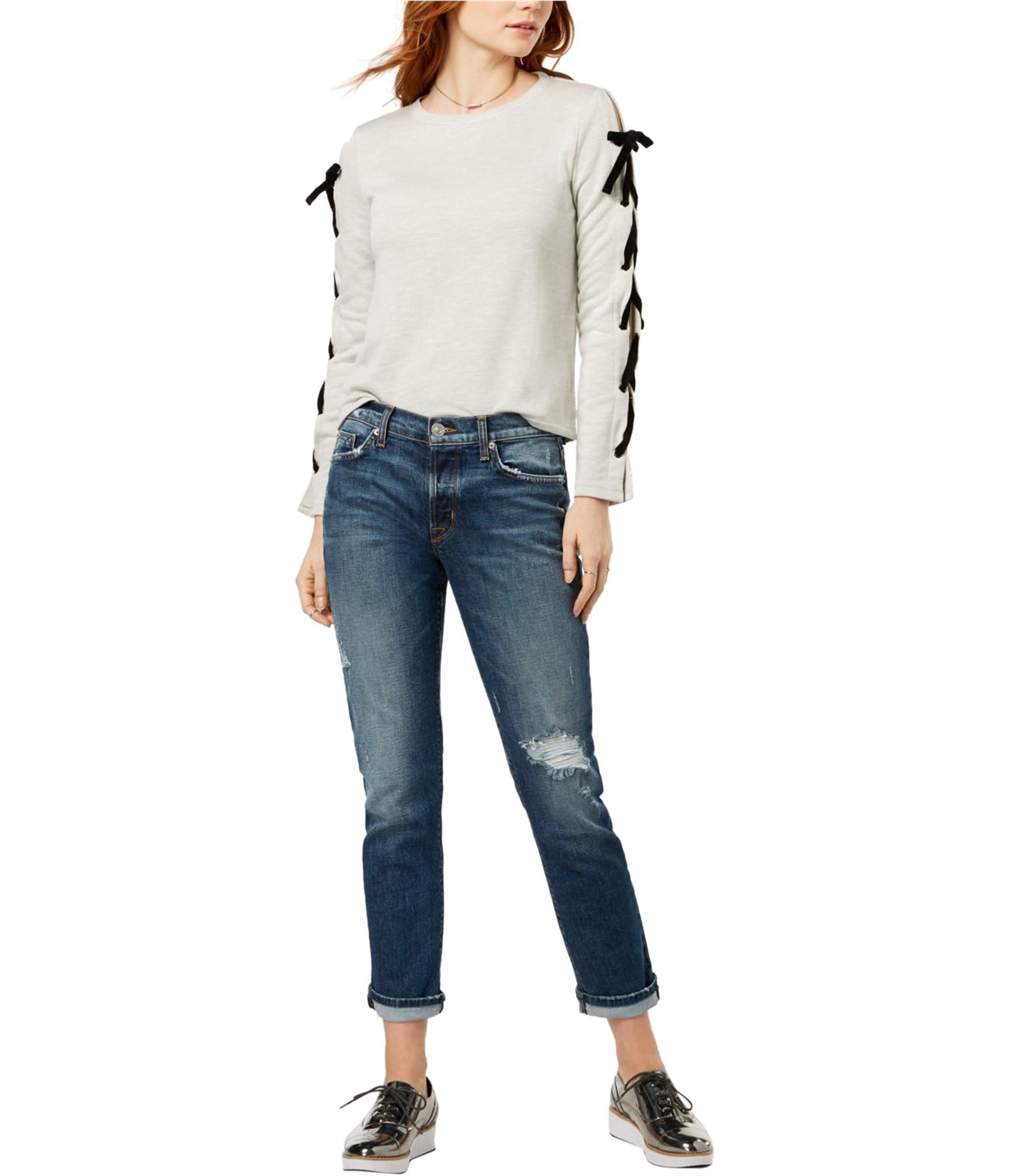 Hudson Women's Riley Ripped Straight Leg Jeans - Size 24x25 | Distressed Denim Pants for Casual Wear, Street Style & Everyday Outfits
