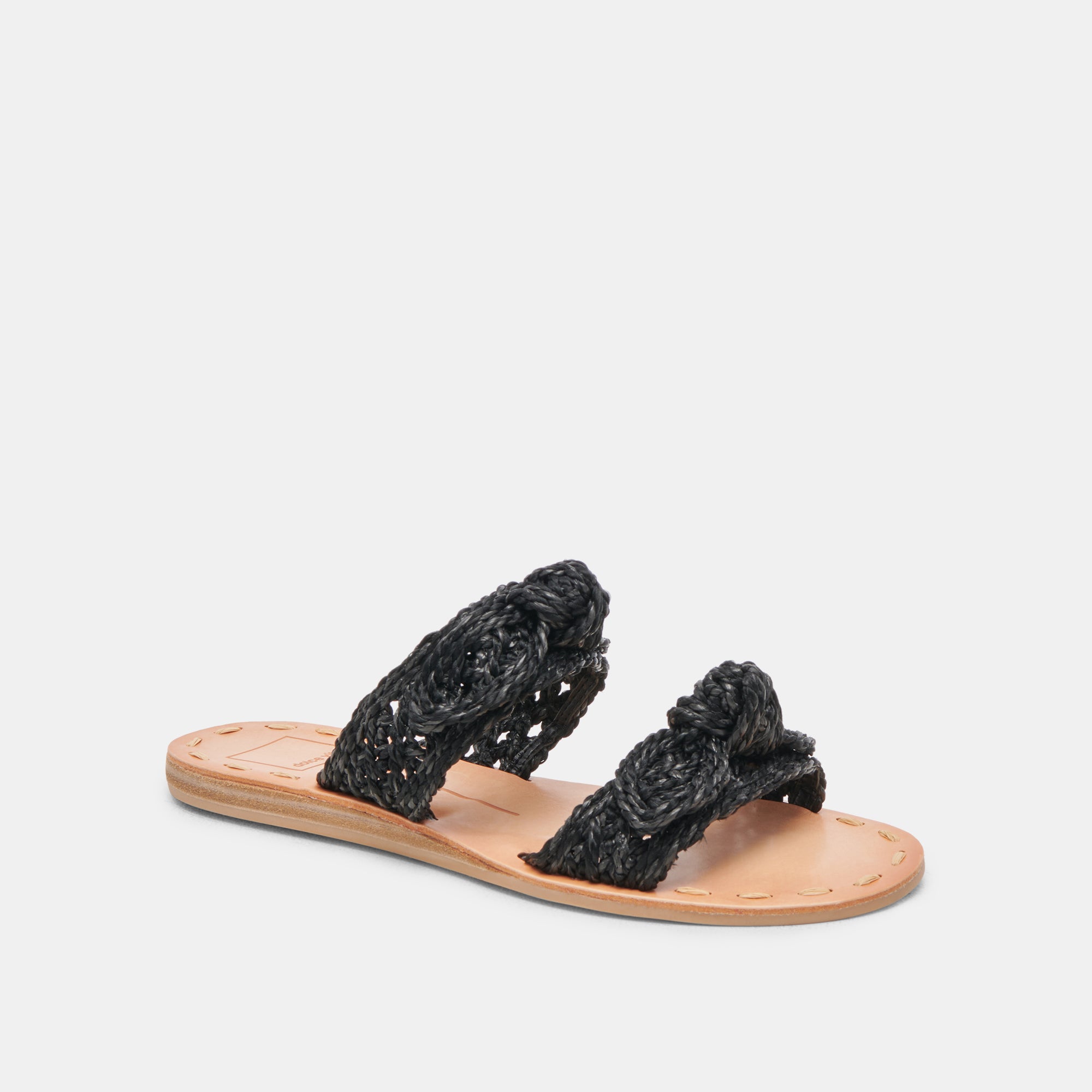 DINAH WIDE SANDALS ONYX RAFFIA - Comfortable Women's Summer Sandals for Beach, Vacation & Casual Outfits