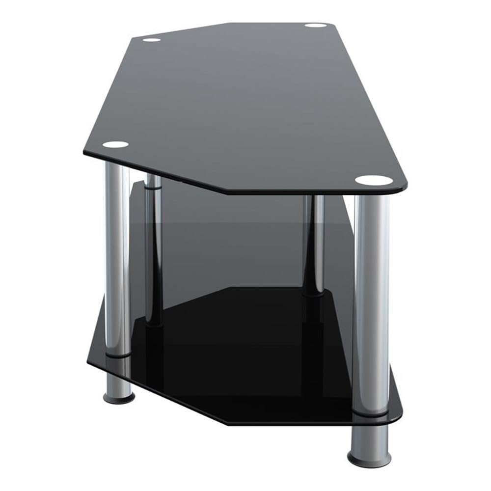 AVF Modern Steel and Glass TV Stand for 65 Inch Flat Screen TVs - Black Chrome Finish - Perfect for Living Room, Bedroom, or Home Theater Setup