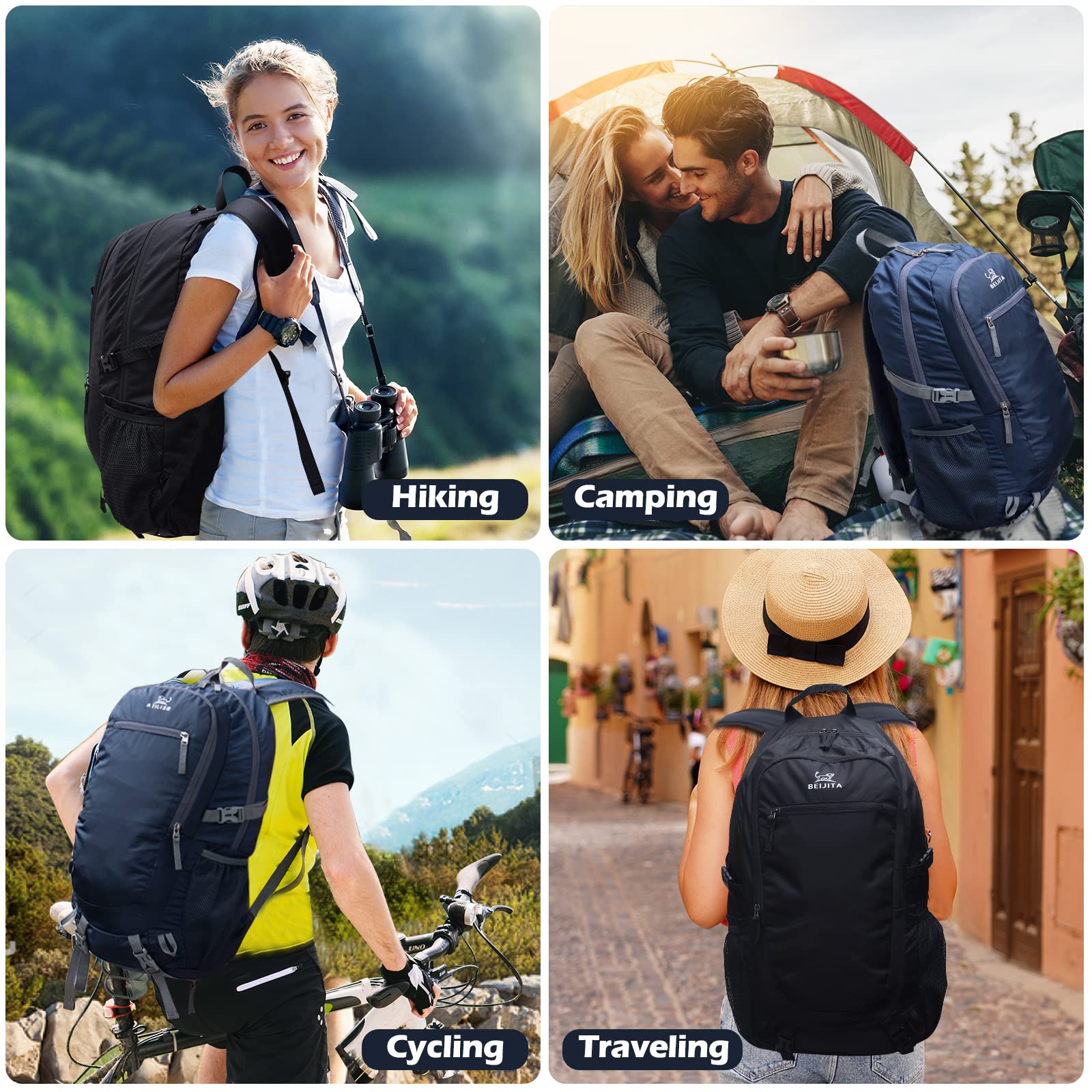 40L Lightweight Hiking Backpack - Durable Waterproof Foldable Daypack for Men & Women | Perfect for Camping, Travel & Outdoor Adventures (Blue)