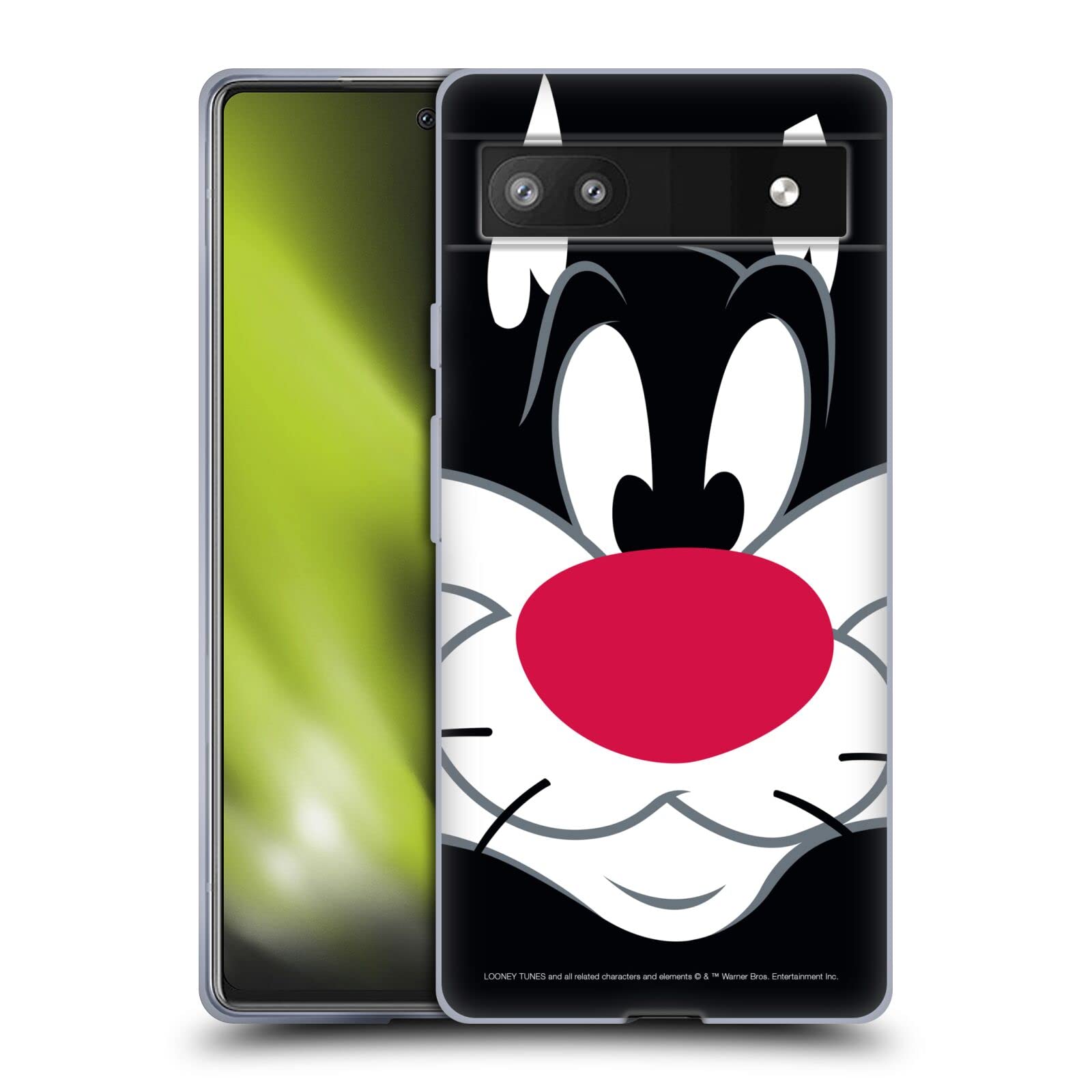 Looney Tunes Sylvester Cat Case for Google Pixel 6a - Full Face Soft Gel Cover for Daily Protection