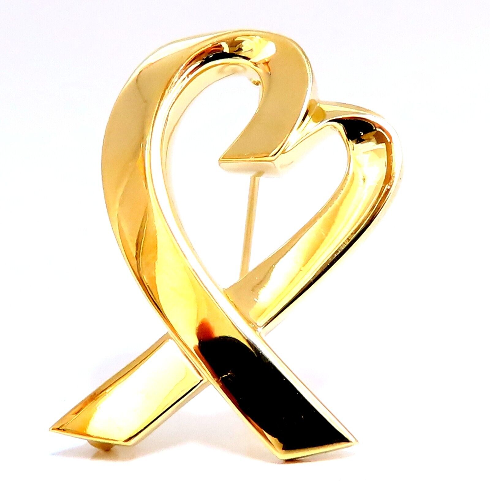 Authentic Tiffany & Co. Paloma Picasso 18K Gold Heart Pin - Elegant Jewelry Gift for Women, Perfect for Valentine's Day, Anniversary & Special Occasions