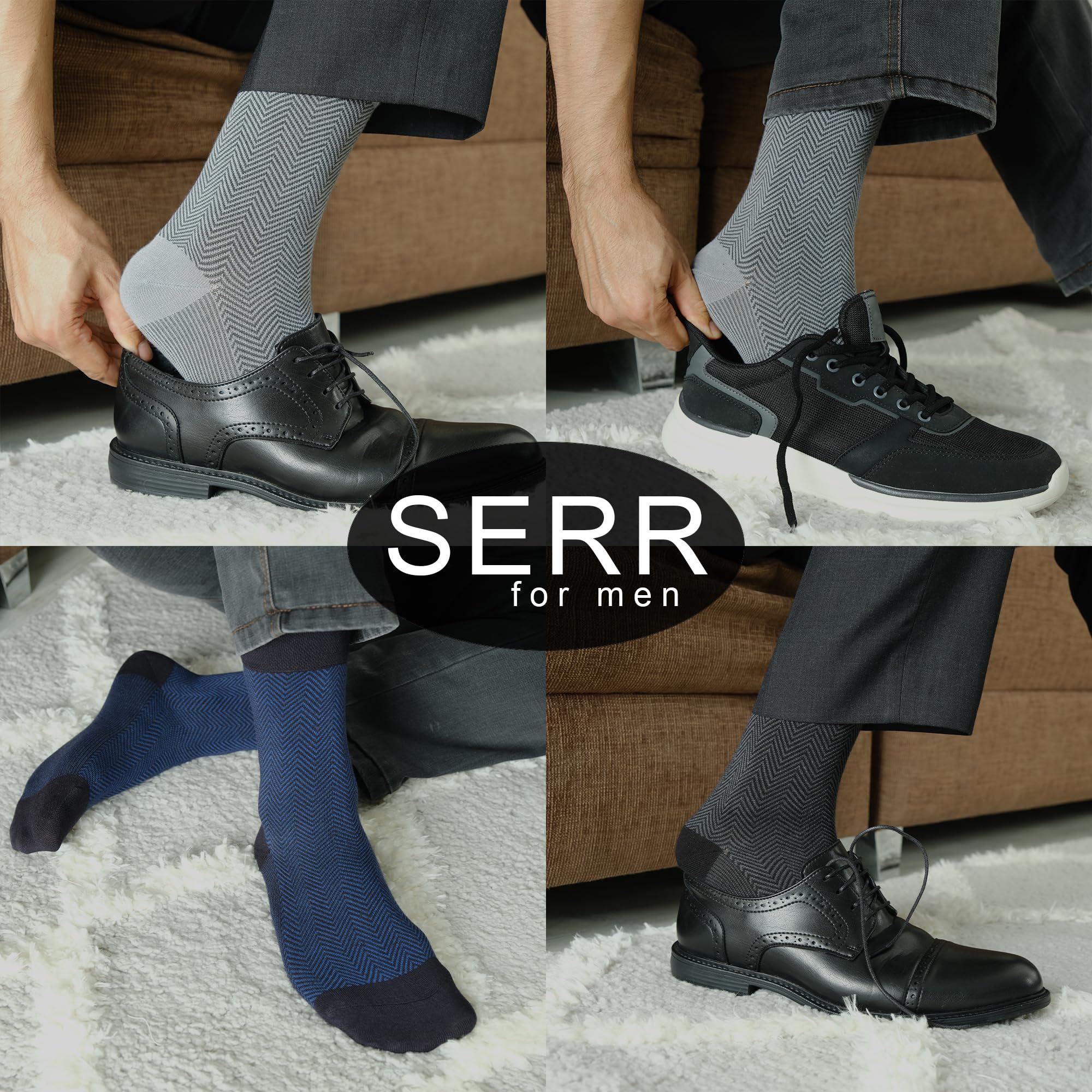 Premium Men's Dress Socks - 5 Pairs Rayon Bamboo Crew Socks for Business & Casual Wear - Breathable Comfort Socks with Gift Box - Ideal for Office, Weddings & Daily Use - Perfect Gift for Men