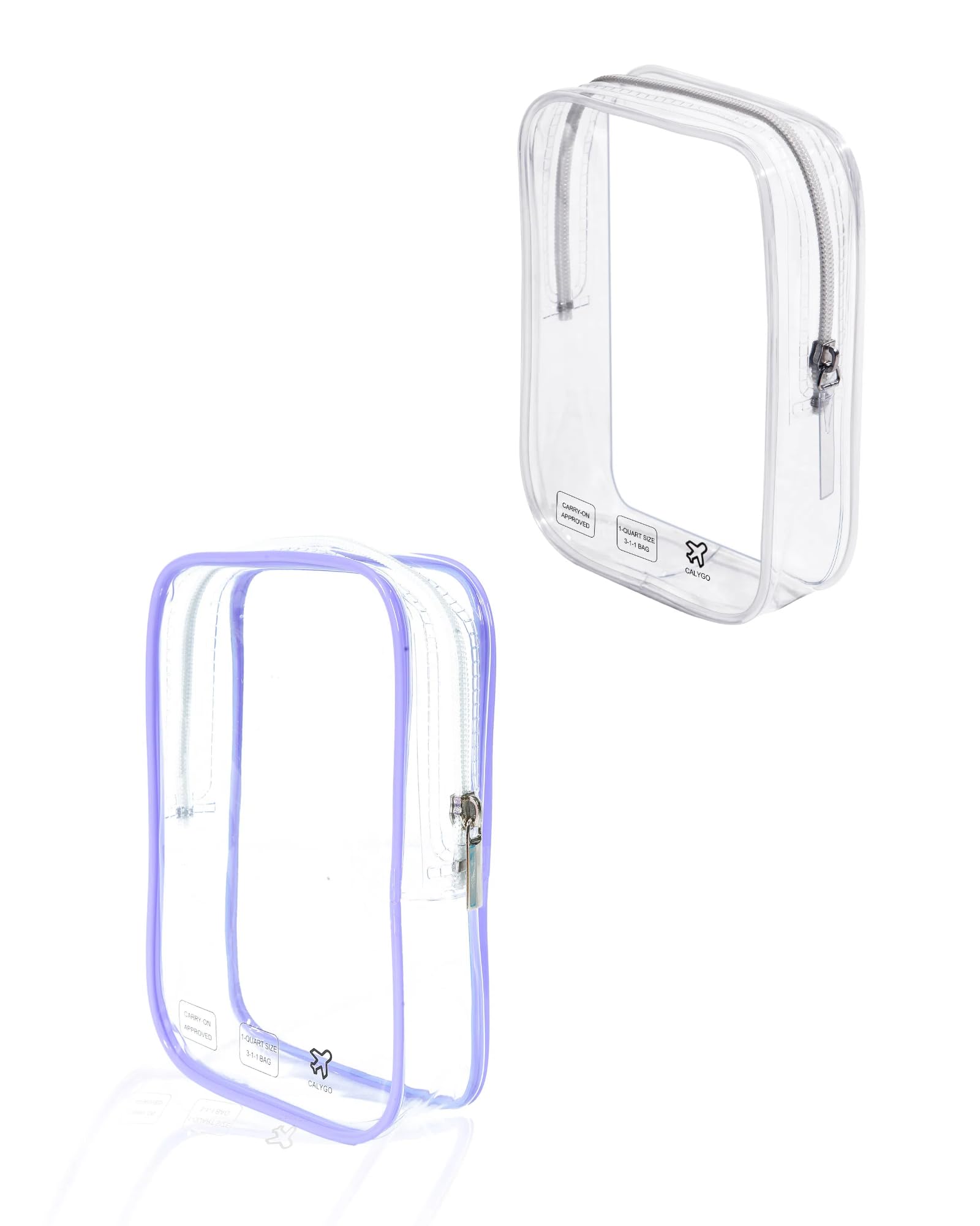 2 Pack TSA Approved Clear Quart Size Travel Toiletry Bag for Women - Airplane Essentials for Liquids, Makeup & Toiletries | Perfect for International & European Travel, Flying Carry-On Essentials