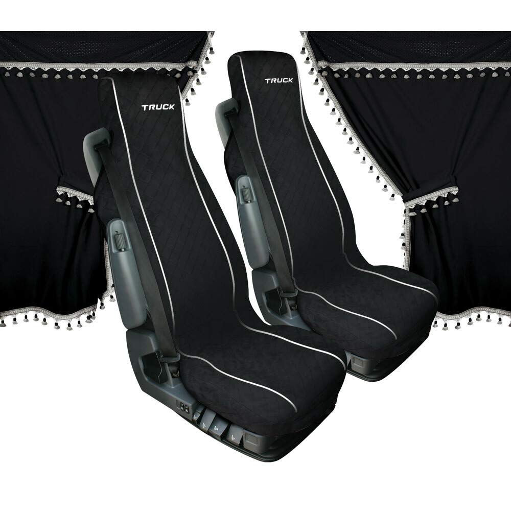 Premium Microfiber Car Seat Covers & Window Curtains Set - Black - Soft, Breathable & Durable for Cars, SUVs, Trucks - Perfect for Road Trips, Camping & Daily Commute