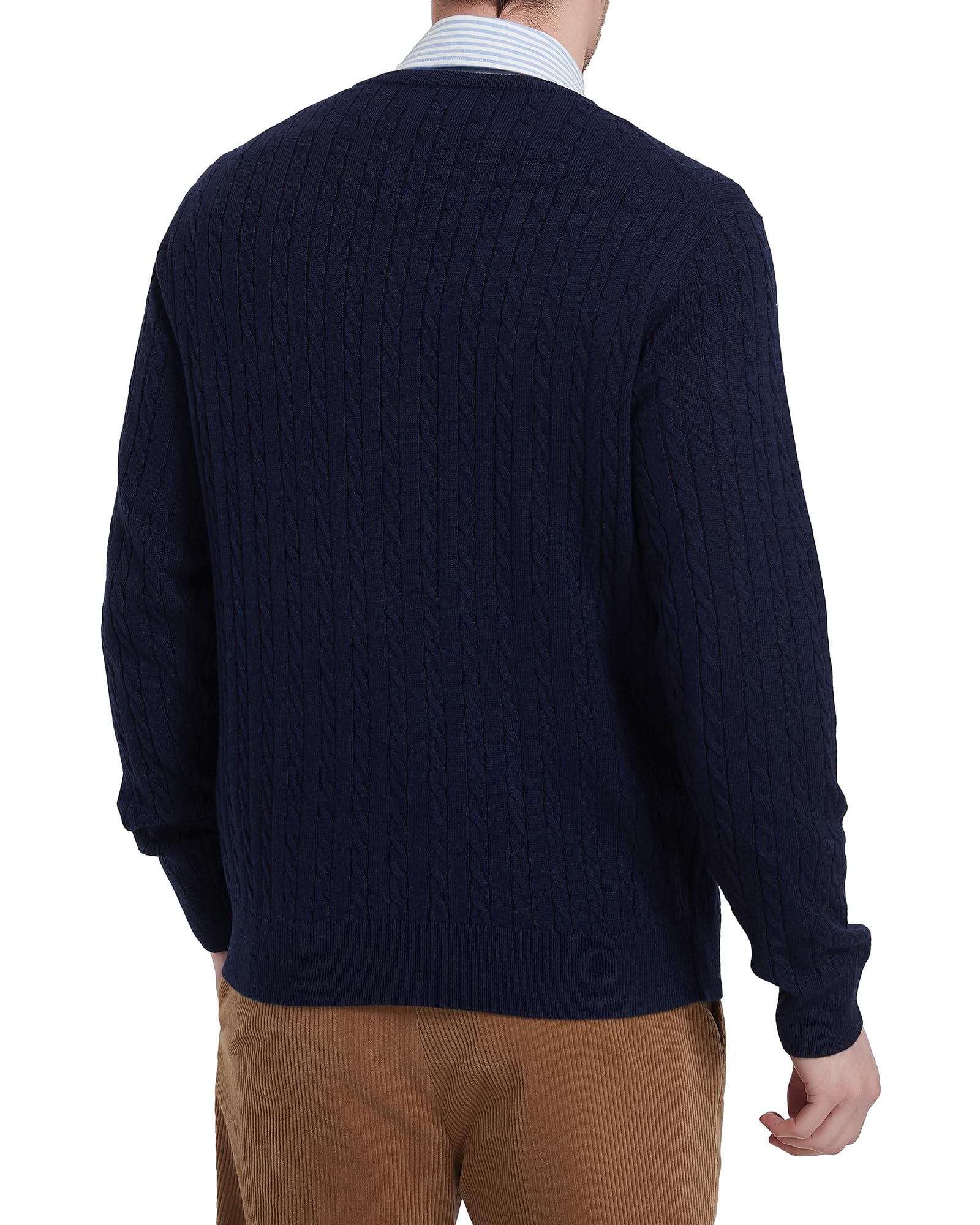 Kallspin Men's Cable Knit Sweater - Wool Blend Crewneck Pullover for Relaxed Fit | Perfect for Winter, Office Wear & Casual Outfits