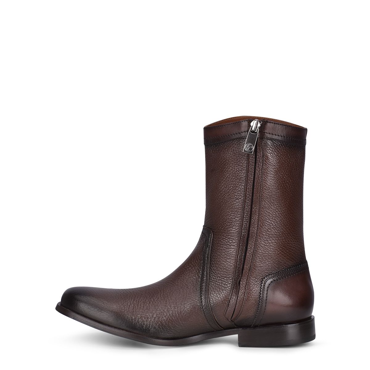 Franco Cuadra Men's Dark Brown Casual Leather Ankle Boots with Zip - Stylish & Comfortable for Everyday Wear, Office, and Outdoor Activities