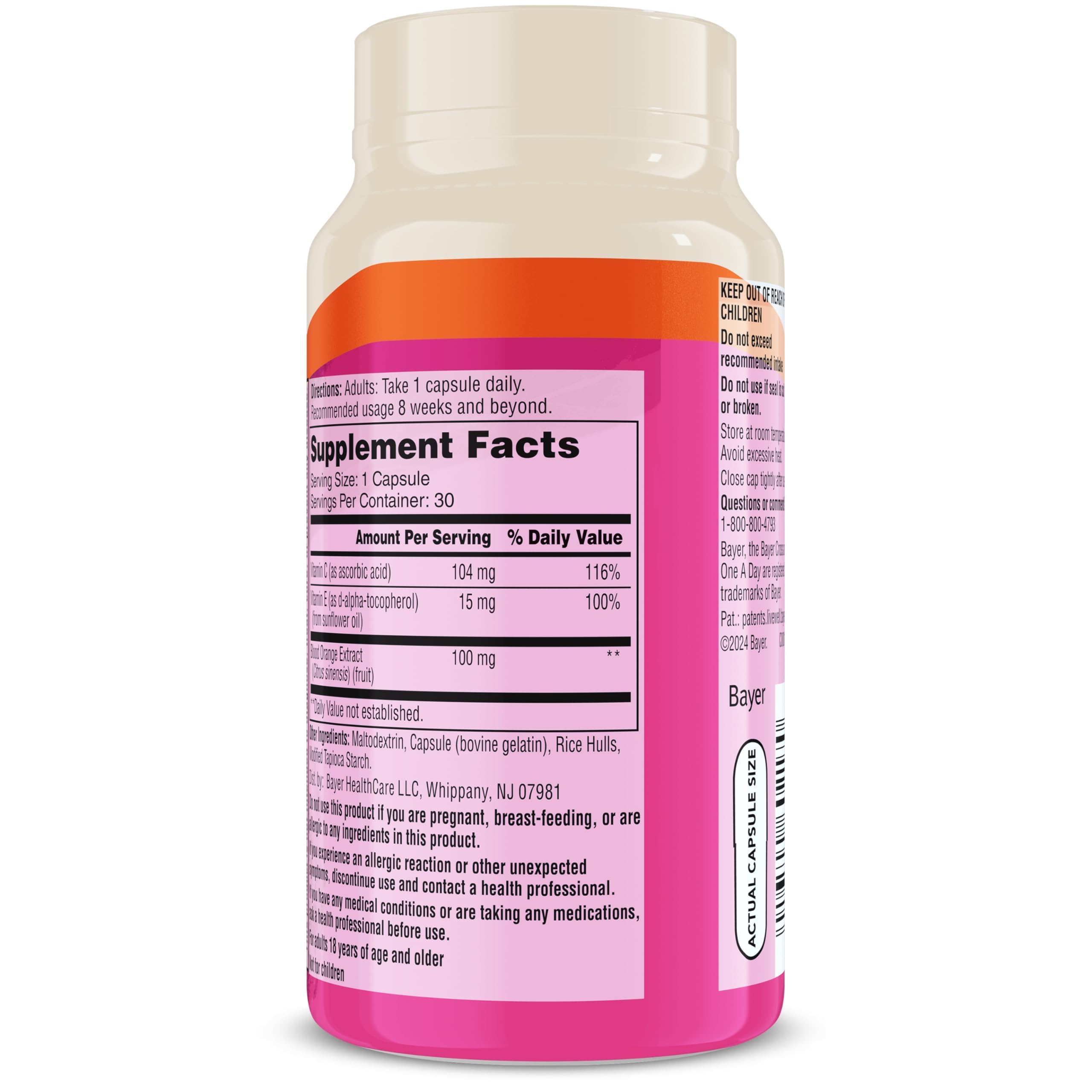 One A Day Skin Radiance Supplement - Supports Hydration & Glow with Blood Orange Extract, Collagen, Vitamin C & E - 30 Capsules for Healthy, Radiant Skin - Perfect for Daily Skincare Routine & Anti-Aging