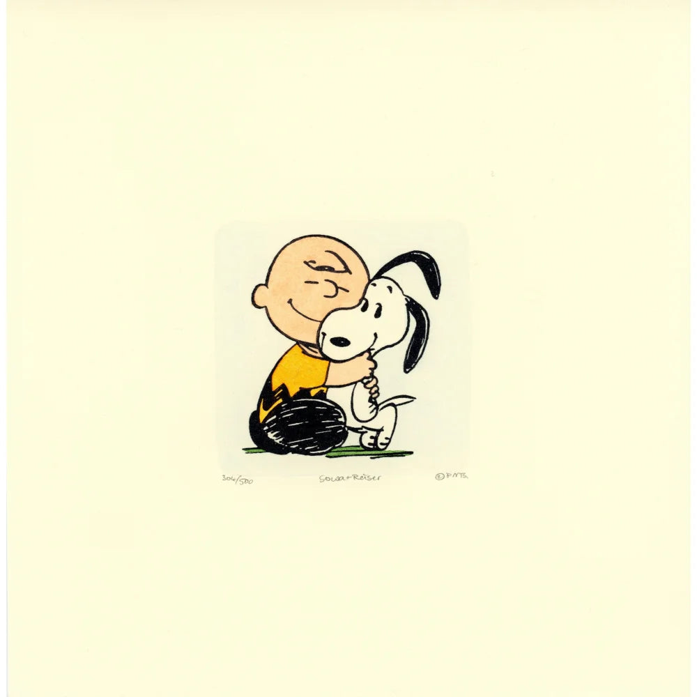 Charlie Brown & Snoopy Peanuts Hand-Painted Cartoon Etching Art Print - Limited Edition D/500 - Perfect for Home Decor, Office Wall Art & Peanuts Fan Gifts