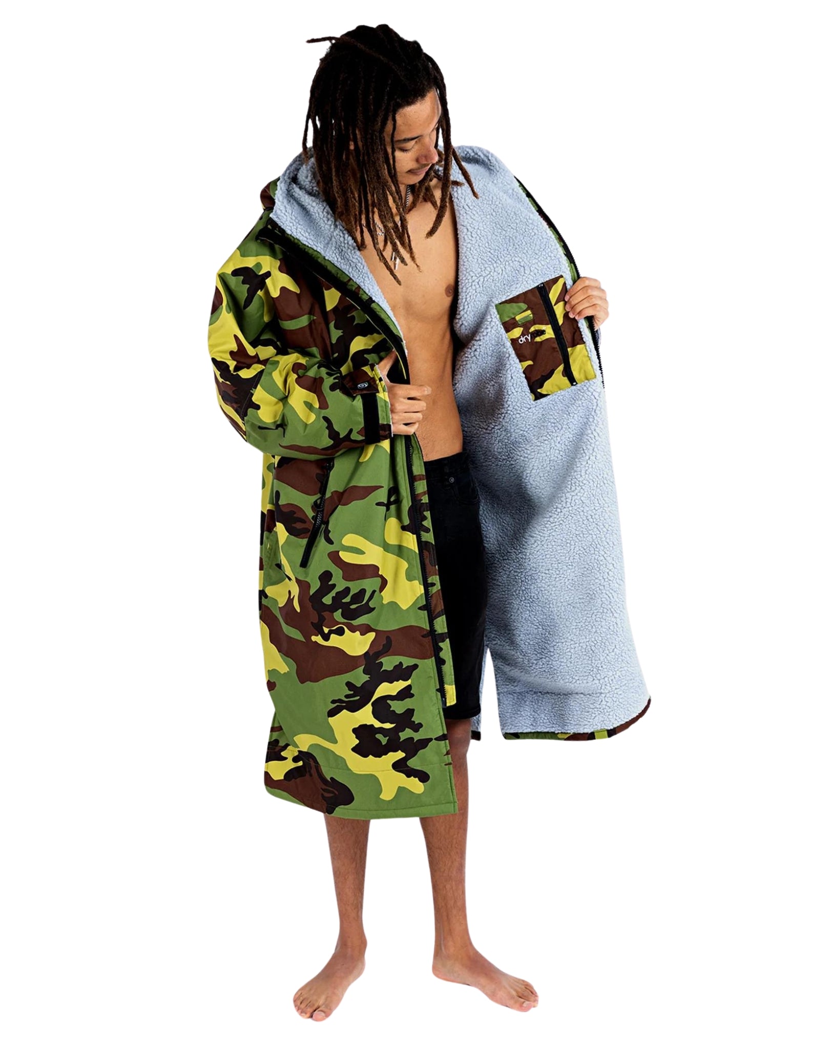 Premium Long Sleeve Camouflage Grey Bathrobe for Adults - Soft & Cozy Loungewear for Relaxing at Home, Spa Days & Winter Comfort