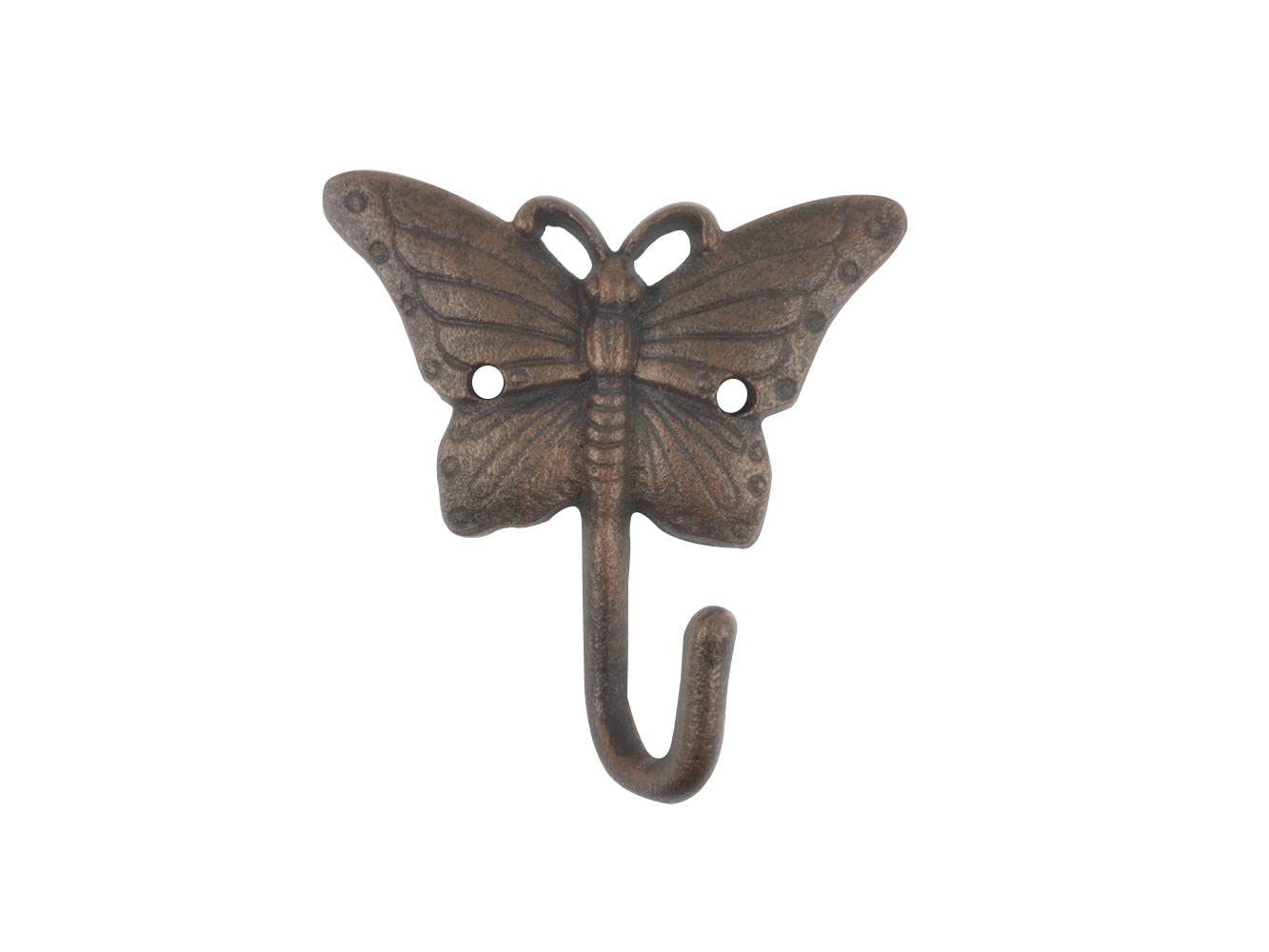 Handmade Nautical Wall Hook - Rustic Copper & Cast Iron Butterfly Design (6 Inch) - Perfect for Beach House Decor, Bathroom Towel Hanger & Coastal Themed Rooms