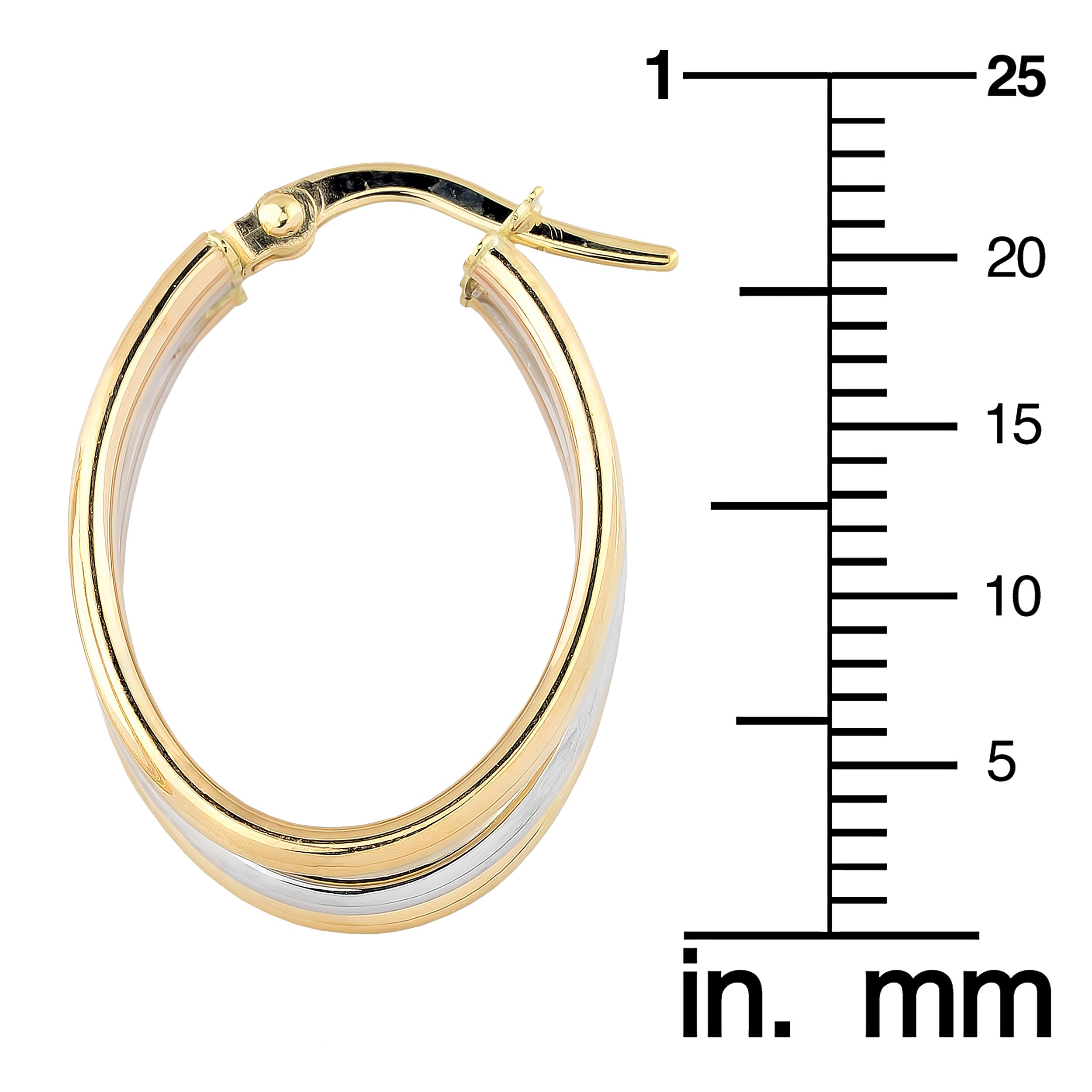 14K Two-Tone Gold High Polish Triple Oval Hoop Earrings for Women - Elegant Everyday & Party Jewelry Gift