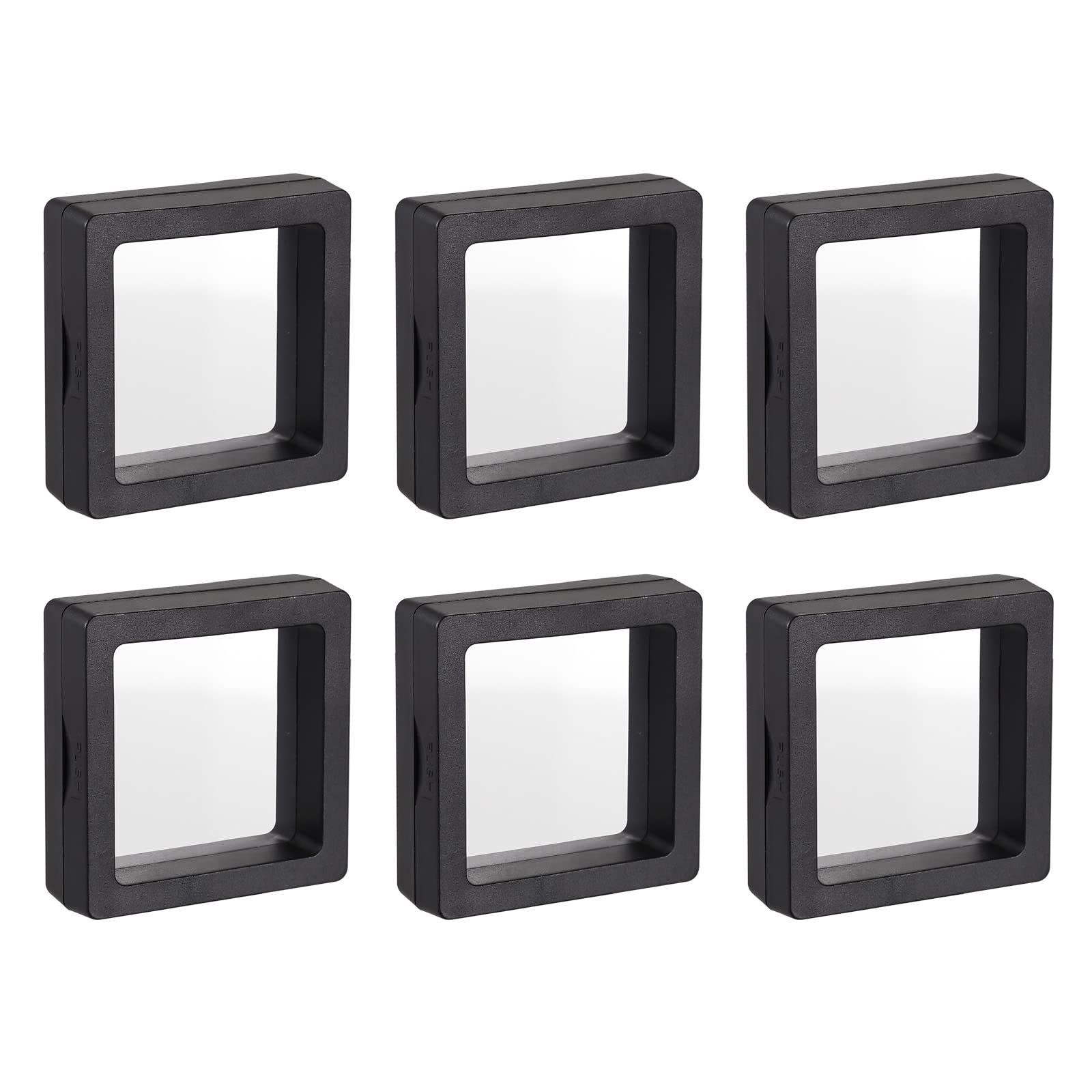 3D Floating Frame Jewelry Display Stand - 1.97 x 1.97 x 0.79 Inch Black Acrylic Holder for Rings, Necklaces, Bracelets & Earrings (Pack of 20) - Perfect for Retail Stores, Boutiques & Wedding Ring Displays