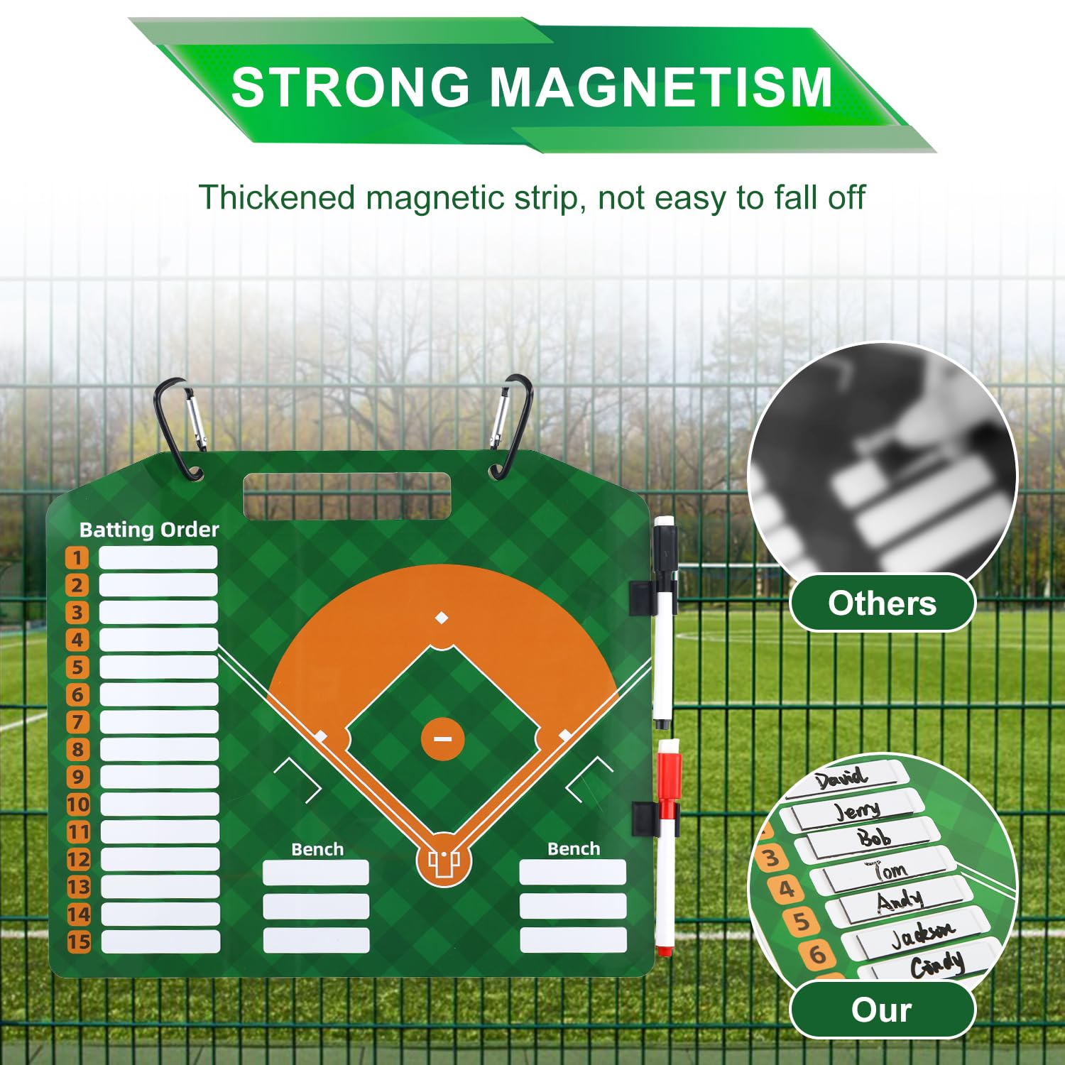 Magnetic Baseball Lineup Board - Dry Erase Coaches Clipboard for Softball & Baseball - Dugout Whiteboard with Coaching Cards - Perfect for Team Practices, Games & Strategy Sessions