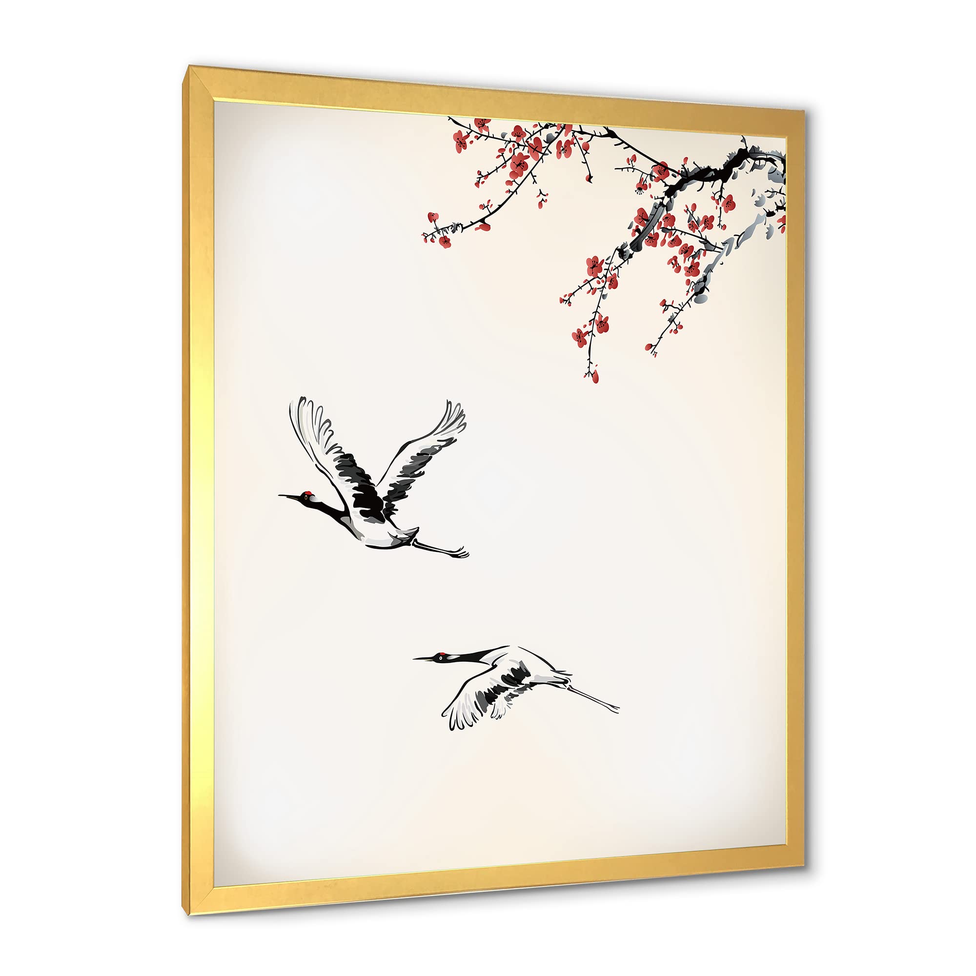 DesignQ Sweet Winter Birds Traditional Framed Wall Art - Hand-Painted Canvas Painting for Home Decor, Living Room, Bedroom & Office - Perfect Christmas Gift & Seasonal Holiday Decoration