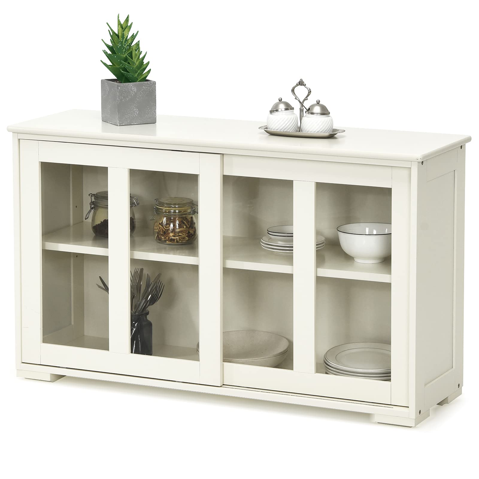 NAFORT Modern Sideboard Buffet Cabinet with Adjustable Shelf & Sliding Glass Doors - Stackable Storage Organizer for Kitchen, Dining Room, Entryway | Perfect for Home Decor & Entertaining Guests
