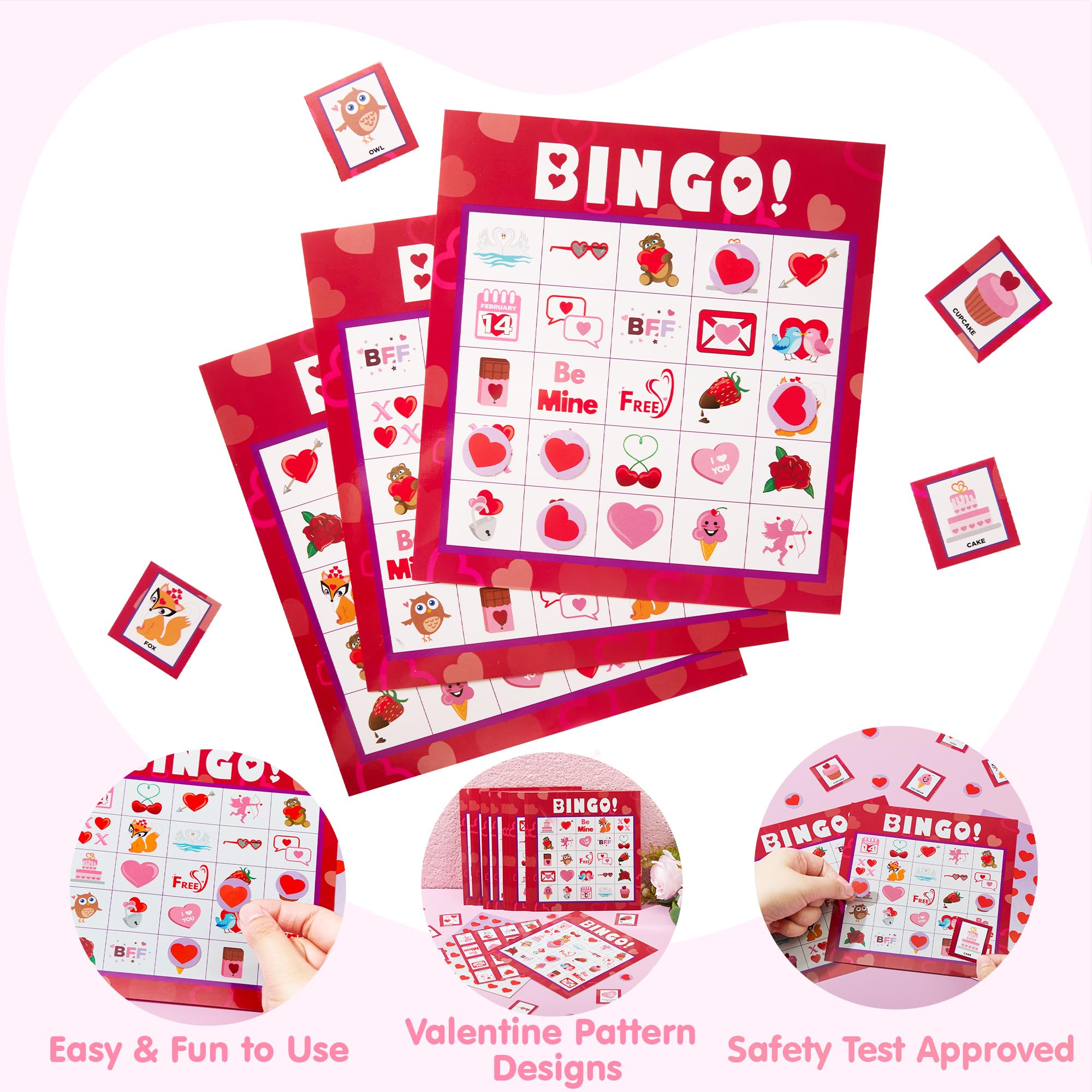 Valentine's Day Bingo Game Cards for Kids Party & Classroom Fun