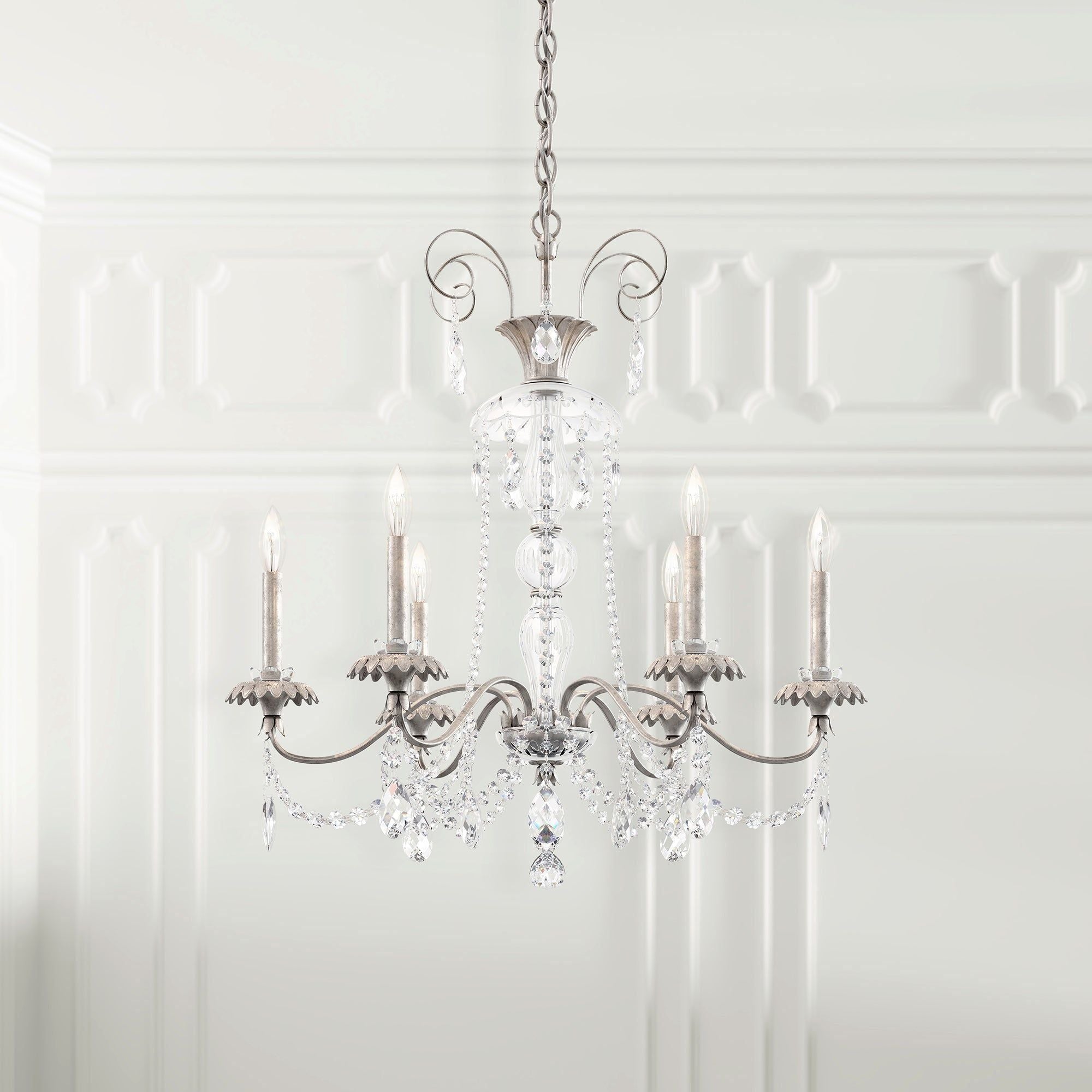 Stylish Helenia 6-Light Crystal Chandelier for Dining Room & Living Room - Modern Ceiling Lighting Fixture for Home Decor