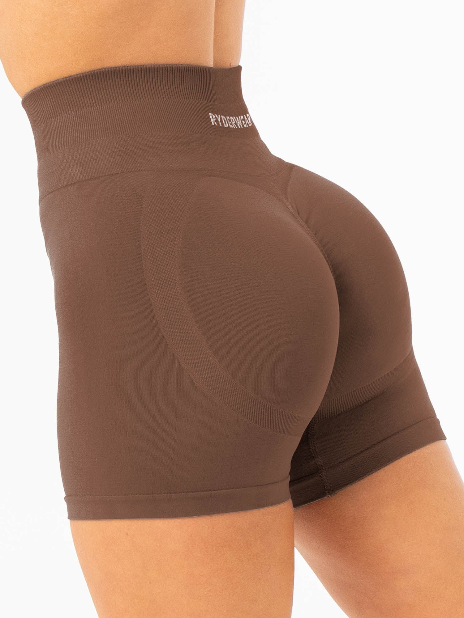 Lift 2.0 BBL Seamless Shorts for Women - High Waisted Butt Lifting Workout Shorts in Espresso - Perfect for Gym, Yoga & Everyday Wear