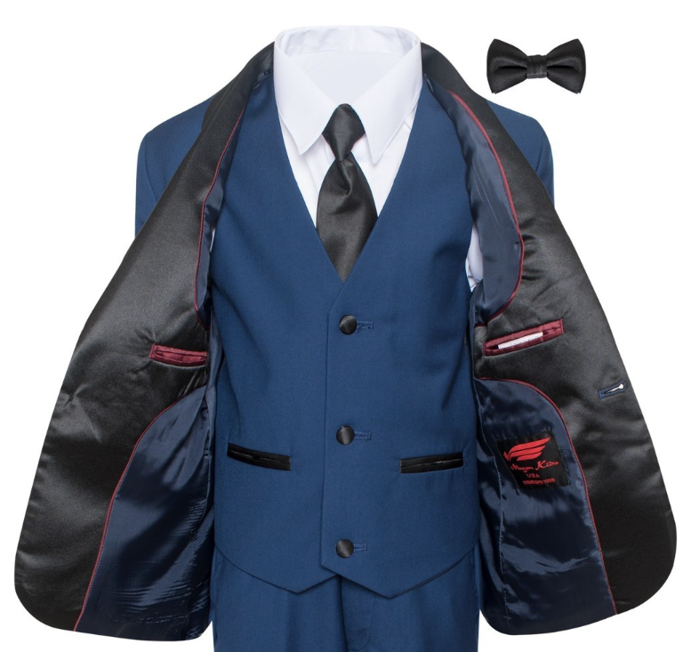 Navy Blue Boys Shawl Collar Tuxedo Suit - Formal Wear for Weddings, Parties & Special Occasions