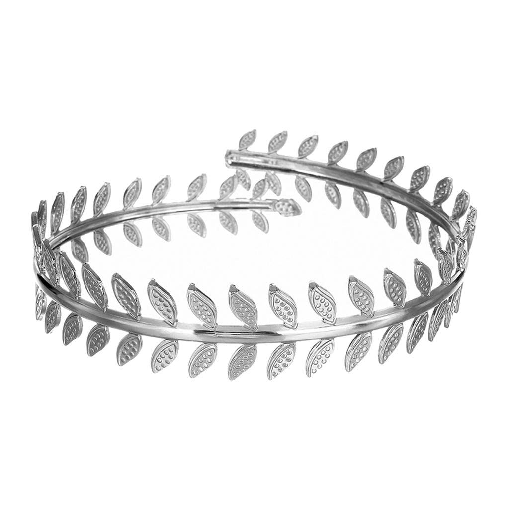 Deevoka Silver & Gold Plated Swirl Leaf Arm Cuff Bracelet - Elegant Armlet Bangle for Women - Perfect for Boho, Festival & Evening Wear