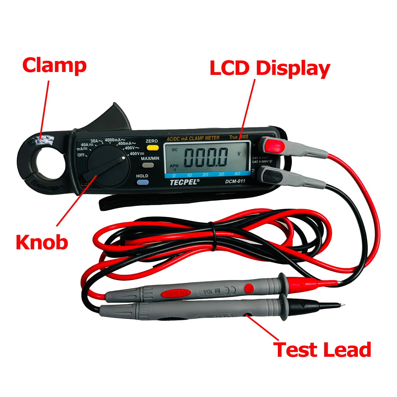 DCM-011 Mini Clamp Meter - True RMS 3999 Counts AC/DC Amp Meter, Digital Clamp Multimeter with Voltmeter, Continuity Tester & Alligator Clips for HVAC, Electrical Work (Ideal for Electricians, DIY Home Repairs & Automotive Diagnostics)