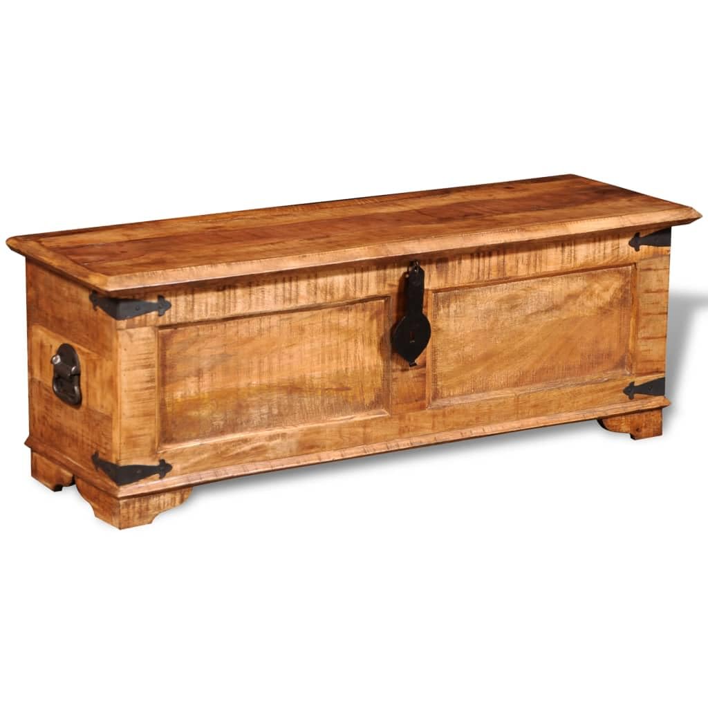 Solid Wood Storage Chest - Rustic Wooden Treasure Box with Sturdy Construction, 43.3