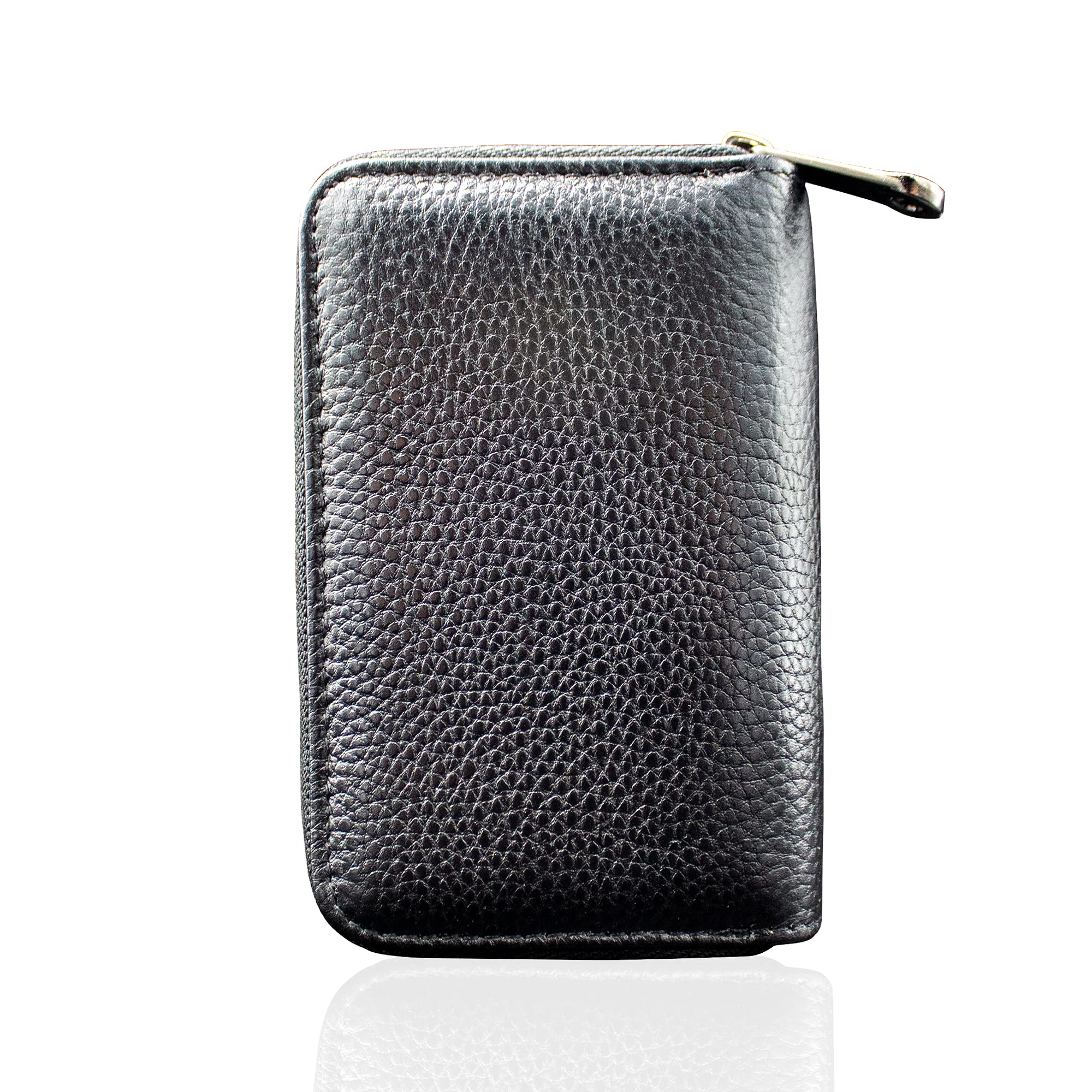 Teskyer Genuine Leather RFID Blocking Credit Card Wallet - Slim Zipper Card Holder with 20 Slots for Men & Women | Perfect for Travel, Business & Everyday Use