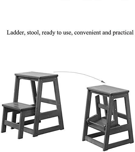 Wooden Step Stool with 2 Steps, Foldable Creative Multifunctional Ladder Stool for Home - Dual Use as Step Ladder & Seat (Color: Brown) - Perfect for Kitchen, Bathroom & Kids' Room