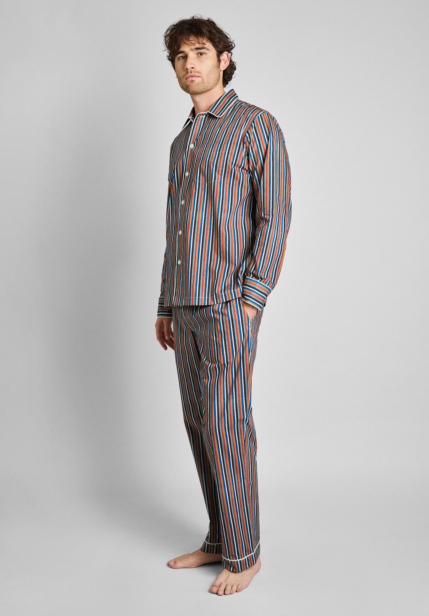 Henry Woodblock Stripe Pajama Set - Soft Cotton Sleepwear for Men & Women - Perfect for Lounging, Sleepovers & Cozy Nights at Home