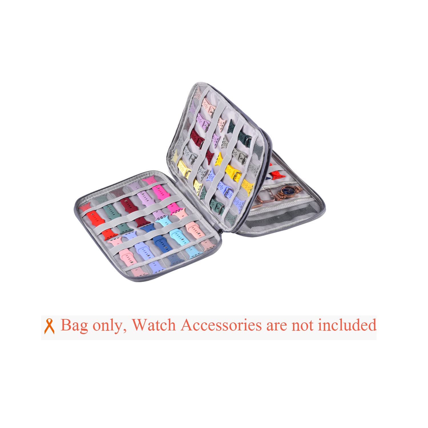 Watch Band Organizer Case for 35 Straps & Accessories - Gray | Travel & Storage